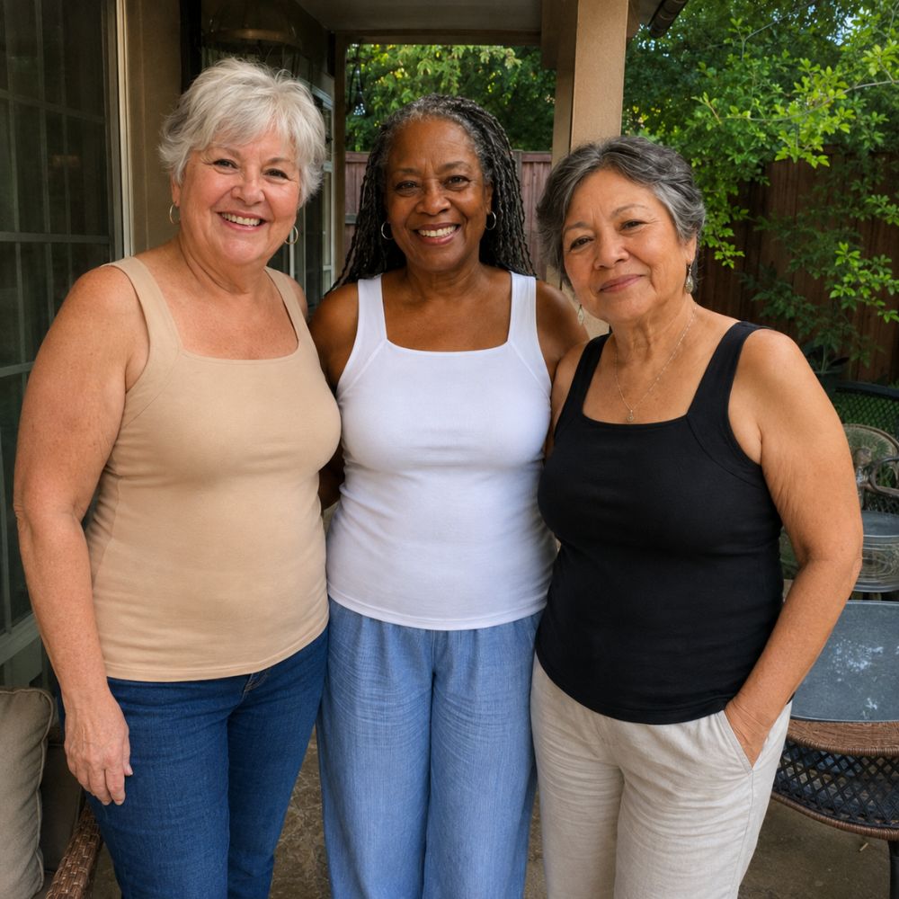 Comfort tank worn by three women